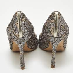 Jimmy Choo Grey/Beige Lace Romy Pumps Size 38.5