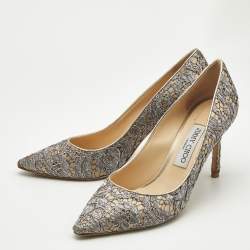 Jimmy Choo Grey/Beige Lace Romy Pumps Size 38.5