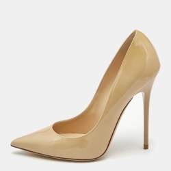 Jimmy Choo Beige Patent Leather Anouk Pumps Size 36.5