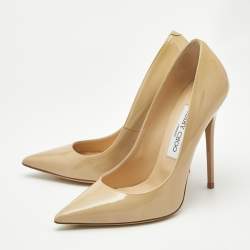 Jimmy Choo Beige Patent Leather Anouk Pumps Size 36.5