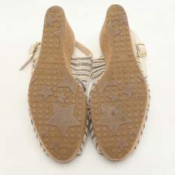 Jimmy Choo Multicolor Leather Prova Cork Wedge Slingback Pumps Size 39.5