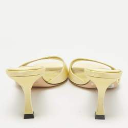Jimmy Choo Yellow Satin Skye Slide Sandals Size 38.5