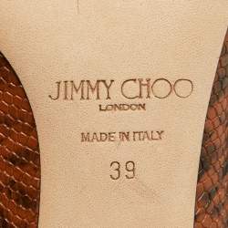 Jimmy Choo Brown Python Embossed Leather Abel Pumps Size 39