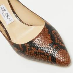 Jimmy Choo Brown Python Embossed Leather Abel Pumps Size 39