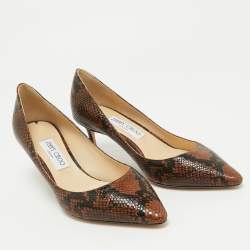 Jimmy Choo Brown Python Embossed Leather Abel Pumps Size 39