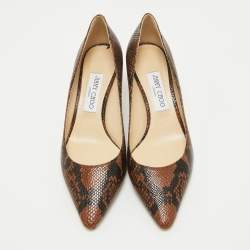 Jimmy Choo Brown Python Embossed Leather Abel Pumps Size 39