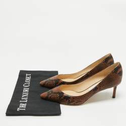 Jimmy Choo Brown Python Embossed Leather Abel Pumps Size 39