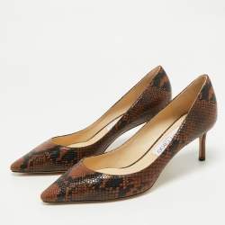 Jimmy Choo Brown Python Embossed Leather Abel Pumps Size 39