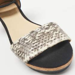 Jimmy Choo Black/Grey Snakeskin Leather Platform Ankle Strap Sandals Size 36