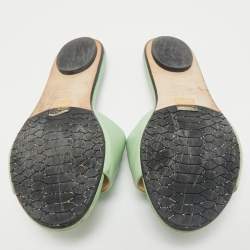 Jimmy Choo Green Leather Minea Flat Slide Sandals Size 40