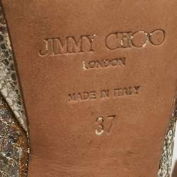 Jimmy Choo Gold/Silver Glitter and Leather Luna Peep Toe Pumps Size 37