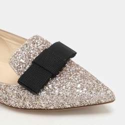 Jimmy Choo Metallic Glitter Gala Flats Size 37
