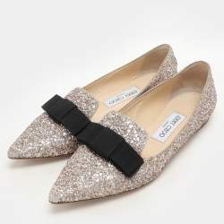 Jimmy Choo Metallic Glitter Gala Flats Size 37