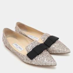 Jimmy Choo Metallic Glitter Gala Flats Size 37