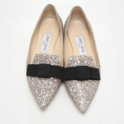 Jimmy Choo Metallic Glitter Gala Flats Size 37