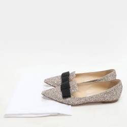 Jimmy Choo Metallic Glitter Gala Flats Size 37