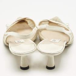 Jimmy Choo Cream Leather and Mesh Fetto Slingback Pumps Size 36