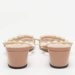 Jimmy Choo Beige Leather Amara Slide Sandals Size 36