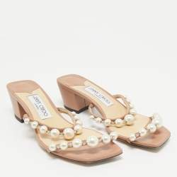 Jimmy Choo Beige Leather Amara Slide Sandals Size 36