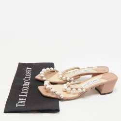 Jimmy Choo Beige Leather Amara Slide Sandals Size 36