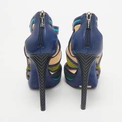 Jimmy Choo Multicolor Leatherand Suede Mix Media Lythe Honeycomb Platform Sandals Size 37
