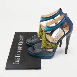 Jimmy Choo Multicolor Leatherand Suede Mix Media Lythe Honeycomb Platform Sandals Size 37