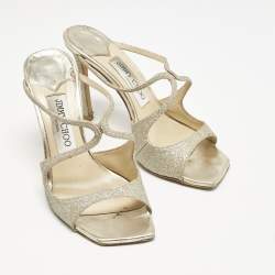 Jimmy Choo Metallic Glitter Stacey Slide Sandals Size 36