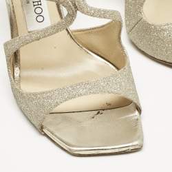 Jimmy Choo Metallic Glitter Stacey Slide Sandals Size 36