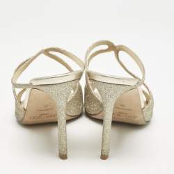 Jimmy Choo Metallic Glitter Stacey Slide Sandals Size 36