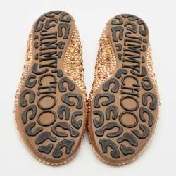 Jimmy Choo Brown Leather Crystal Embellished Ballet Flats Size 40