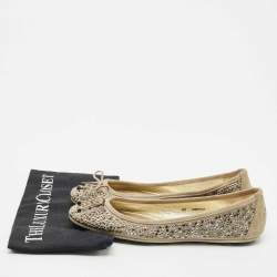 Jimmy Choo Grey Crystal Embellished Suede Weber Ballet Flats Size 40