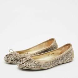Jimmy Choo Grey Crystal Embellished Suede Weber Ballet Flats Size 40