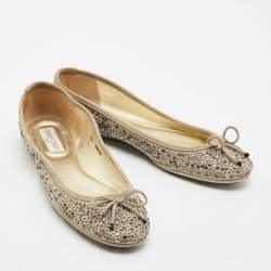 Jimmy Choo Grey Crystal Embellished Suede Weber Ballet Flats Size 40