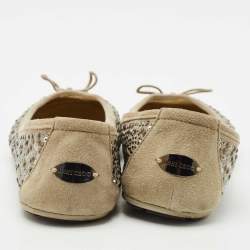 Jimmy Choo Grey Crystal Embellished Suede Weber Ballet Flats Size 40