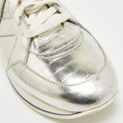 Jimmy Choo Metallic Gold Croc Embossed Leather London Sneakers Size 40