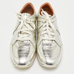 Jimmy Choo Metallic Gold Croc Embossed Leather London Sneakers Size 40