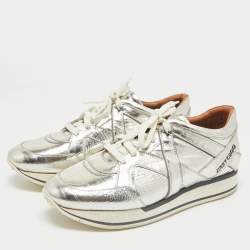 Jimmy Choo Metallic Gold Croc Embossed Leather London Sneakers Size 40