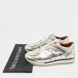 Jimmy Choo Metallic Gold Croc Embossed Leather London Sneakers Size 40