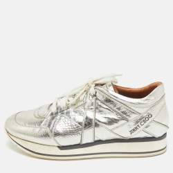 Jimmy Choo Metallic Gold Croc Embossed Leather London Sneakers Size 40