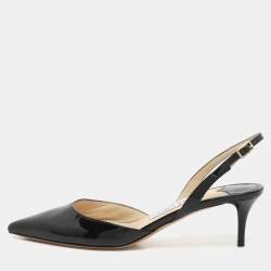 Jimmy Choo Black Patent Leather Tilly Slingback Sandals Size 36