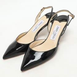 Jimmy Choo Black Patent Leather Tilly Slingback Sandals Size 36