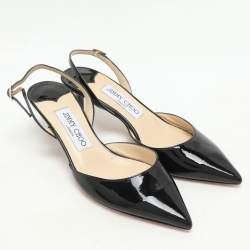 Jimmy Choo Black Patent Leather Tilly Slingback Sandals Size 36