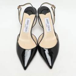 Jimmy Choo Black Patent Leather Tilly Slingback Sandals Size 36