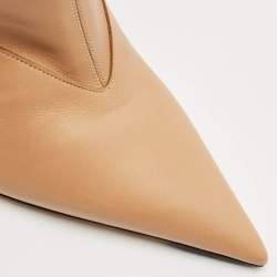Jimmy Choo Beige Leather Pointed Toe Ankle Length Boots Size 41