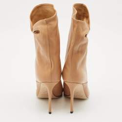 Jimmy Choo Beige Leather Pointed Toe Ankle Length Boots Size 41