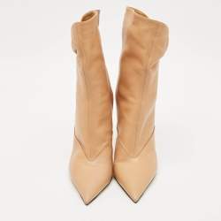 Jimmy Choo Beige Leather Pointed Toe Ankle Length Boots Size 41