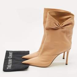 Jimmy Choo Beige Leather Pointed Toe Ankle Length Boots Size 41