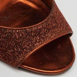 Jimmy Choo Metallic Pop Orange Lurex and PVC Moscow Ankle Strap Sandals Size 39
