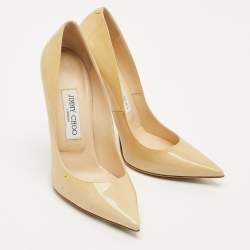 Jimmy Choo Beige Patent Leather Abel Pumps Size 37.5