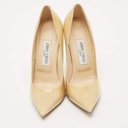 Jimmy Choo Beige Patent Leather Abel Pumps Size 37.5